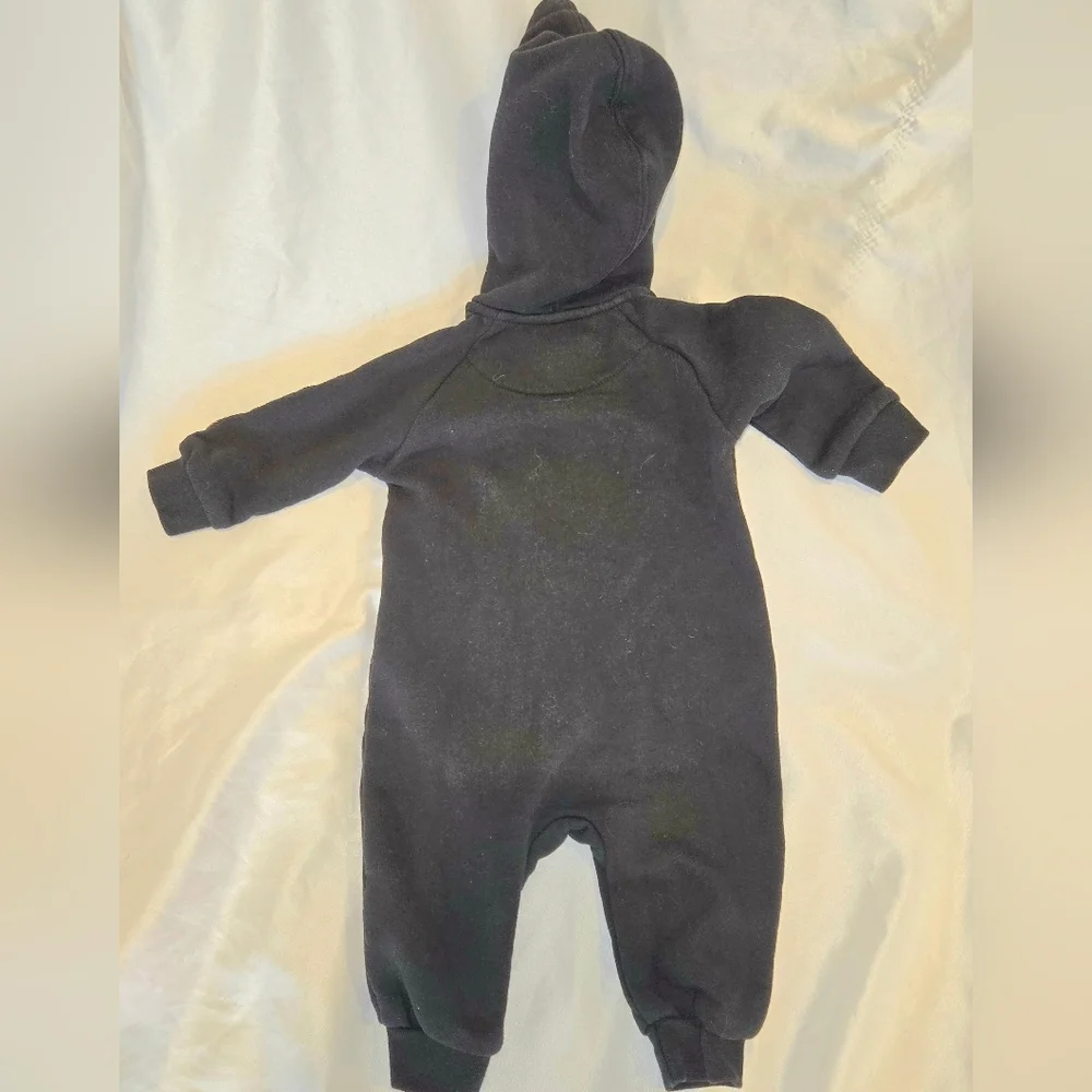 Nike Black Baby Boys Zip Up Hooded Winter Outfit 6-9 Months Coveralls Jumpsuit